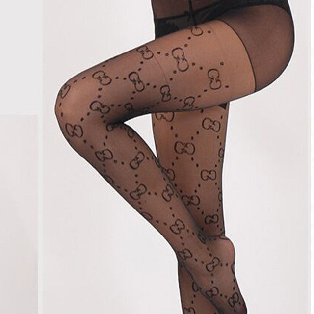 Women Sexy Tight Pantyhose Fashion Luxury Letter Stockings Nylon Elastic Pantyhose Thin Tight Fishnet Stockings