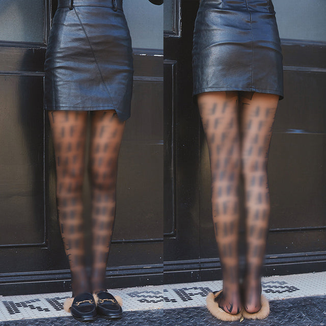 Women Sexy Tight Pantyhose Fashion Luxury Letter Stockings Nylon Elastic Pantyhose Thin Tight Fishnet Stockings