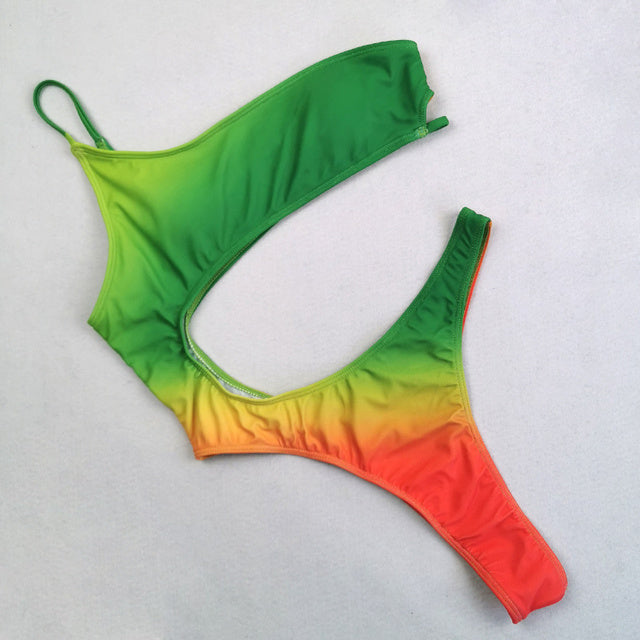 Hollow Out One Piece Swimsuit Women Bikini Sexy Swimwear Beachwear Solid Swimsuits