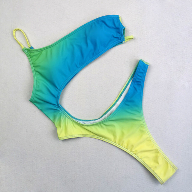 Hollow Out One Piece Swimsuit Women Bikini Sexy Swimwear Beachwear Solid Swimsuits