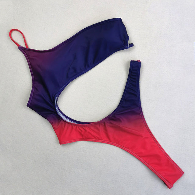 Hollow Out One Piece Swimsuit Women Bikini Sexy Swimwear Beachwear Solid Swimsuits