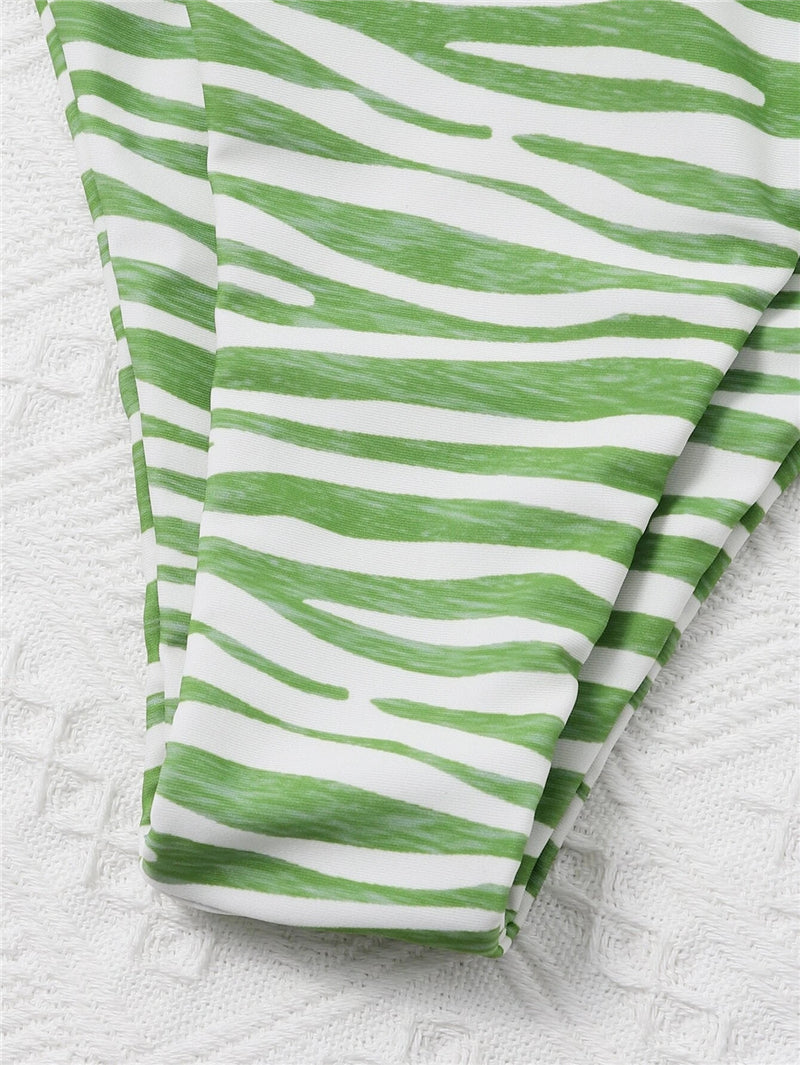 New Bikinis Set Swimsuit Sexy Zebra Stripe Swimwear Women Beachwear Summer Two-pieces Bather Bathing Suits High Cut Biquini