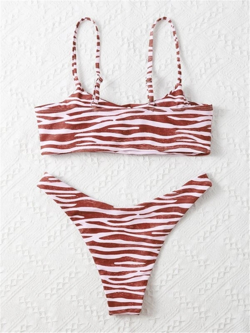 New Bikinis Set Swimsuit Sexy Zebra Stripe Swimwear Women Beachwear Summer Two-pieces Bather Bathing Suits High Cut Biquini