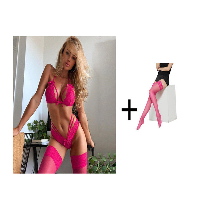 Lingerie Set 3 Pcs Hot Sexy Lace Bra Set
