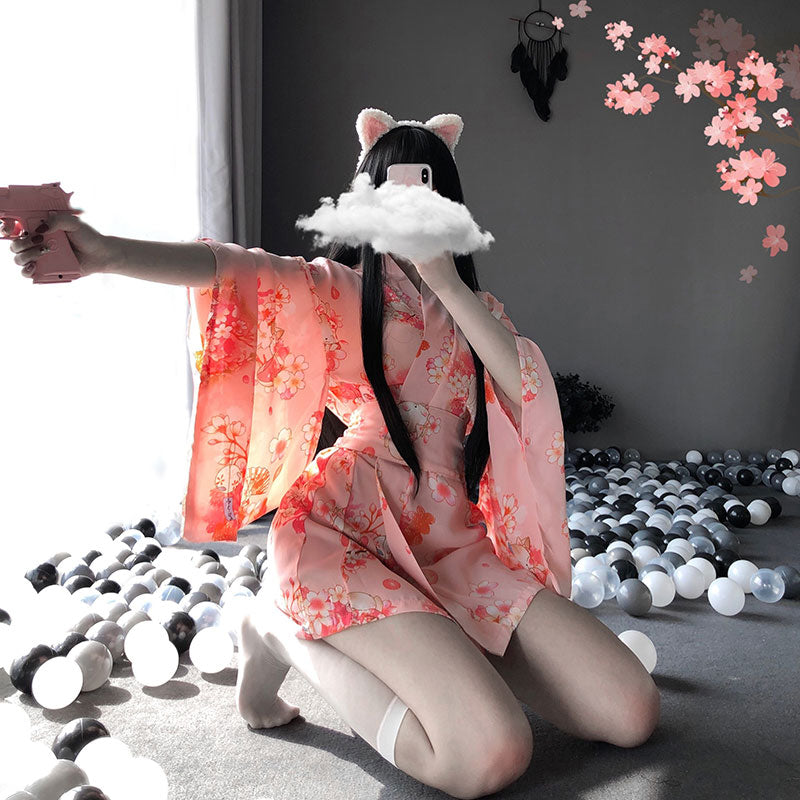 Japanese Dress Kimono Cardigan Sexy Lingerie Japanese Retro Printed Kimono Cosplay Kawaii Traditional Clothing Bathrobe
