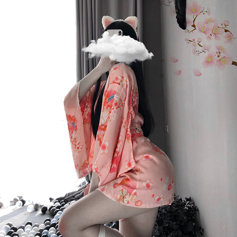 Japanese Dress Kimono Cardigan Sexy Lingerie Japanese Retro Printed Kimono Cosplay Kawaii Traditional Clothing Bathrobe