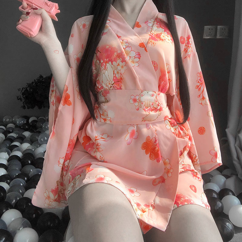 Japanese Dress Kimono Cardigan Sexy Lingerie Japanese Retro Printed Kimono Cosplay Kawaii Traditional Clothing Bathrobe