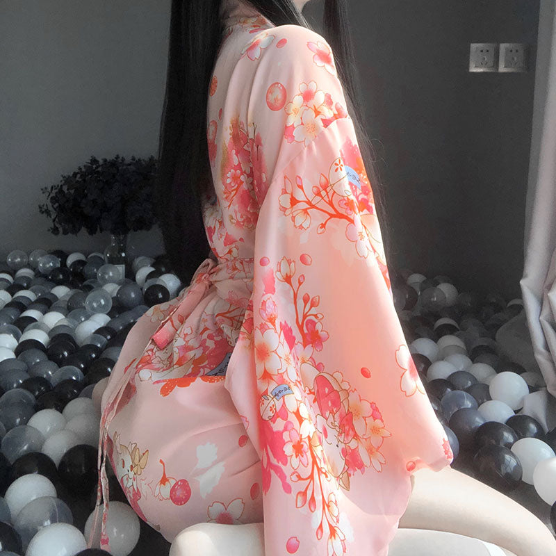 Japanese Dress Kimono Cardigan Sexy Lingerie Japanese Retro Printed Kimono Cosplay Kawaii Traditional Clothing Bathrobe