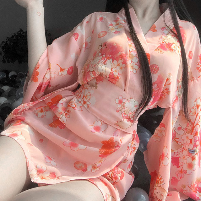 Japanese Dress Kimono Cardigan Sexy Lingerie Japanese Retro Printed Kimono Cosplay Kawaii Traditional Clothing Bathrobe