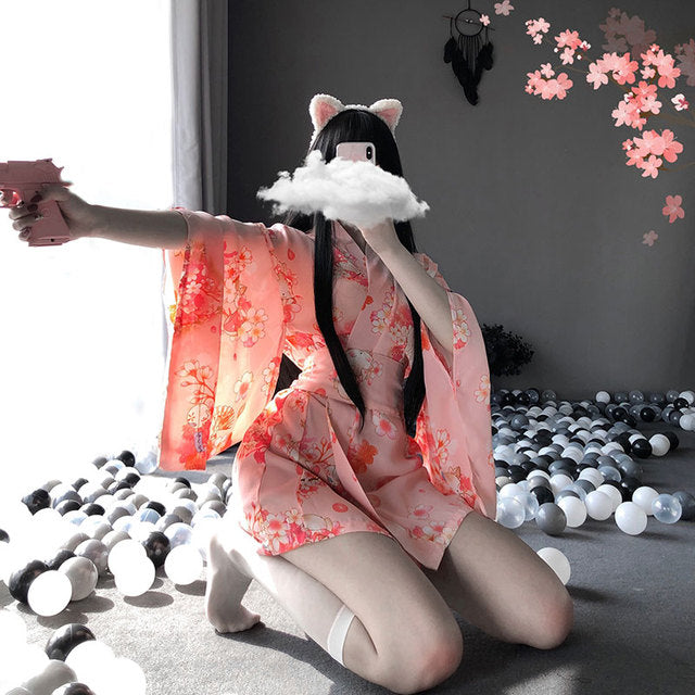 Japanese Dress Kimono Cardigan Sexy Lingerie Japanese Retro Printed Kimono Cosplay Kawaii Traditional Clothing Bathrobe