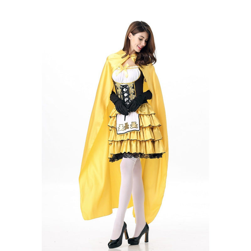 Fashion Yellow Fairy Tale Princess Sexy Little Red Riding Hood Fantasia Uniformes Fancy Dress Halloween Costume