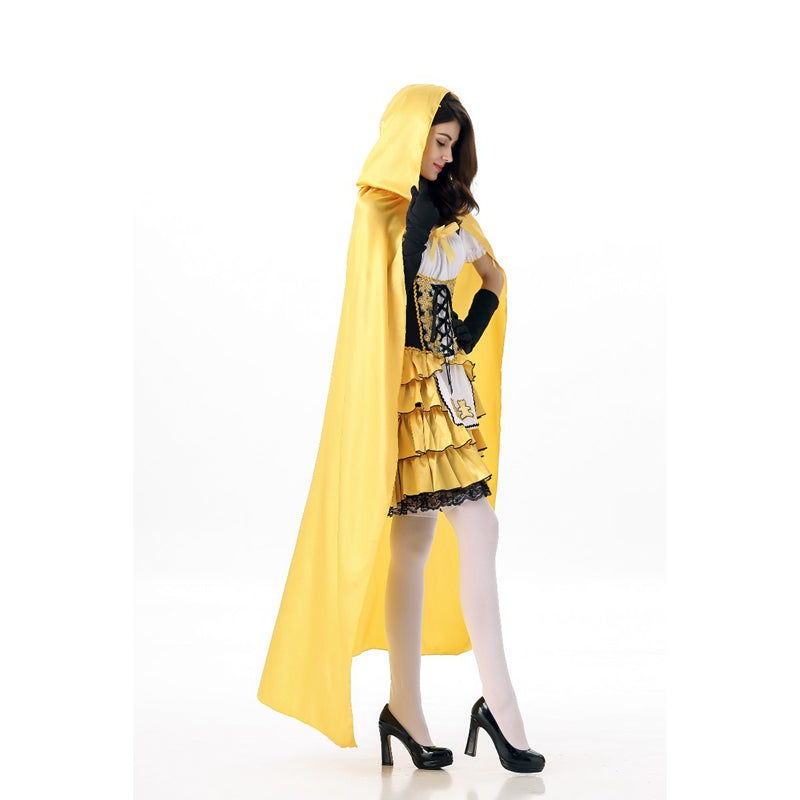 Fashion Yellow Fairy Tale Princess Sexy Little Red Riding Hood Fantasia Uniformes Fancy Dress Halloween Costume