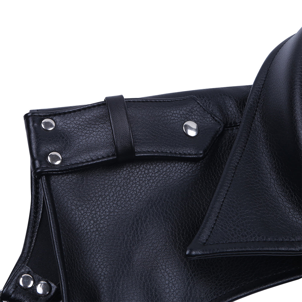 iEFiEL Fashion Men Nightclub Performance Tops Neckline Adjustable Body Chest Harness Lapel Bondage Costumes with Press Buttons