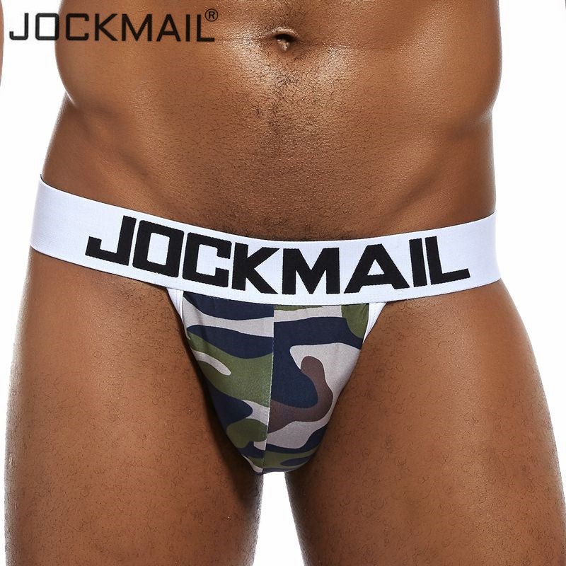 JOCKMAIL Sexy men Underwear Jockstrap Camouflage ice silk  tanga hombre string homme slip Cueca thong Mens briefs Gay Underwear