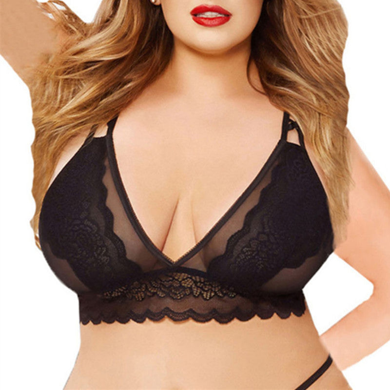 XXXL/4XL/5XL Big Plus Size Lingerie Sexy Lace Bras For Women Transparent Underwear Tops Lace Floral Seamless Push Up Bralette