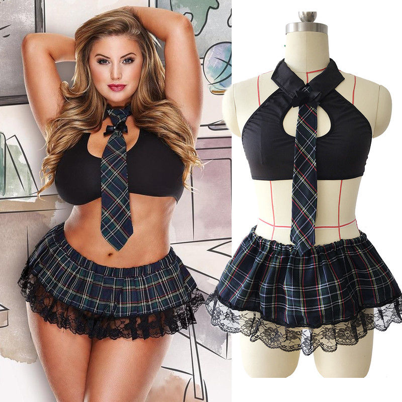 5XL Plus Size Sexy Lingerie Scotland Student School Girl Cosplay Uniform Costume Fancy Lingerie Sexy Hot Erotic Dress XXXXL XXL