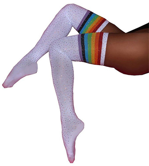 Women Stockings Women Socks Rhinestones Thigh High Over The Knee Socks Cotton Stockings Bling Thigh High