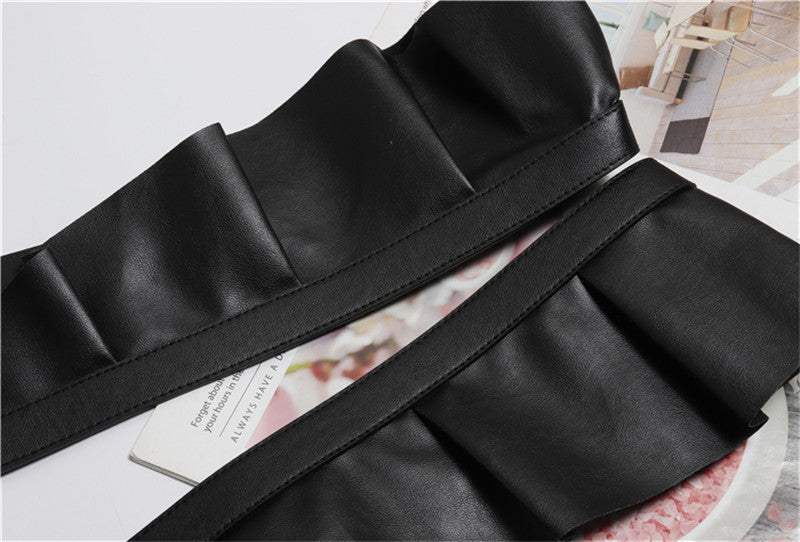 HATCYGGO Women Leather Belt Body Bondage Harness Brass Peplum Waist Belt Suspenders Fashion Corsets Dress Belts Luxury